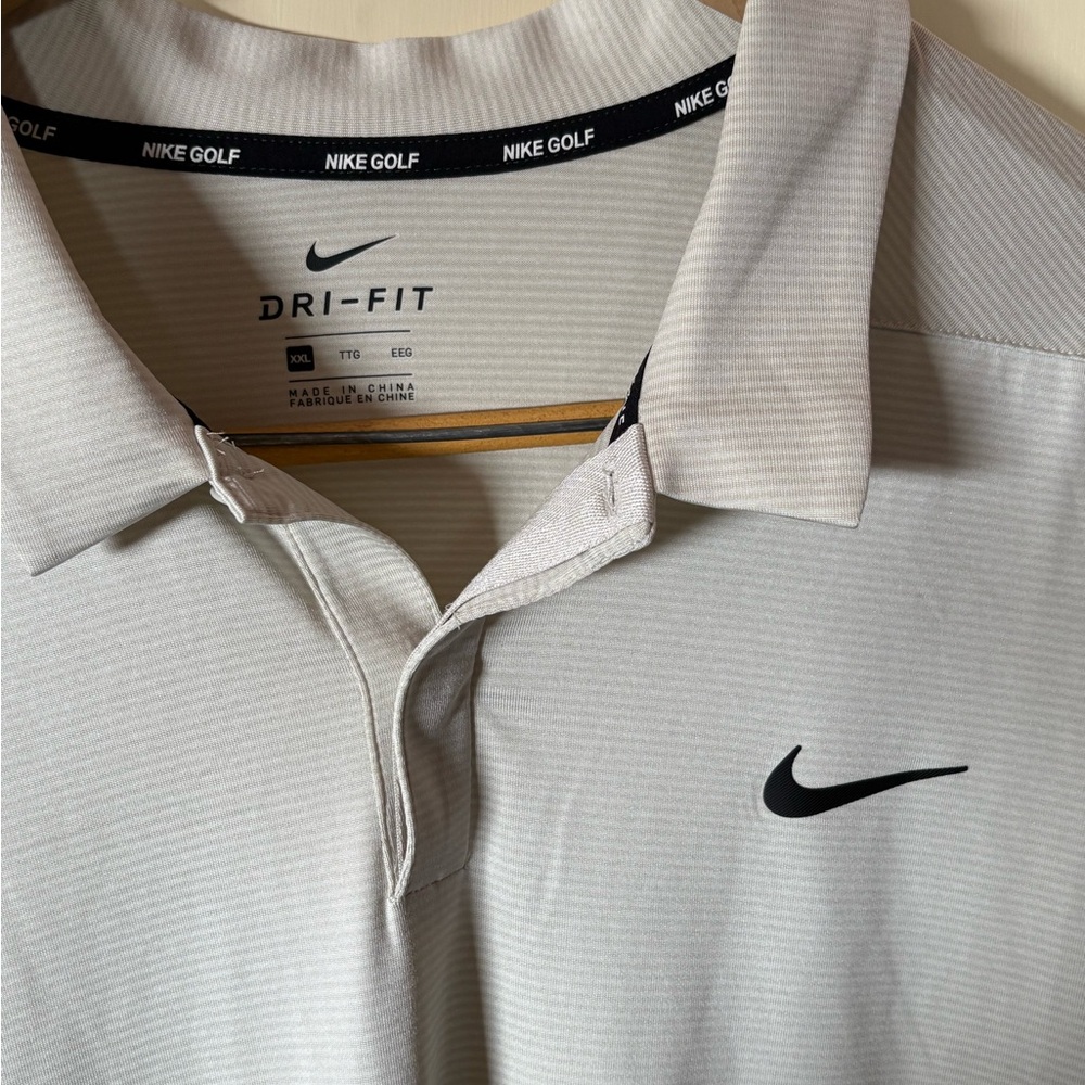 Nike Golf Men's Tan Striped Dri-FIT Polo Shirt XXL